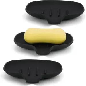 비누 접시 3팩 욕실용 샤워기 실리콘 바 홀더 주방용 트레이 BPA 프리 식기세척기 안전 블랙