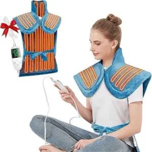 허리 목 어깨용 전기 온열 패드 전신 및 근육 이완을 위한 25 x37 대형 무게 5 템프 4 타이머 자동 차단