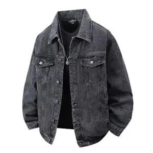 룽나루 봄 가을 빈티지 캐주얼 남자 청 청자켓 코트 칼라 자켓 슬림핏 HO3