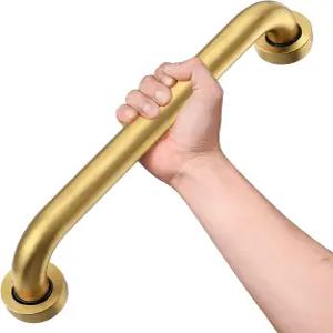 UZLEZ 샤워 그랩 바 욕조 및 16인치 미끄럼 방지 브러시드 골드 스테인리스 스틸 욕실 안전 손잡이 핸디캡