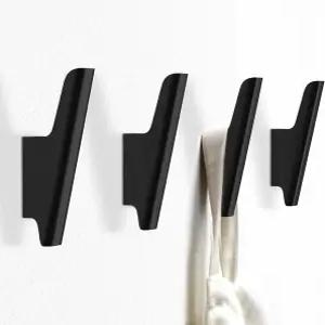 FCOWK 우드 월 후크 4팩 코트 모자 가방 배낭 벽용 러스틱 욕실용 타월 및 현관 블랙 장착용