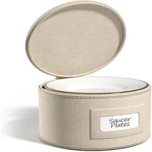 소버스 중국 저장 용기 - 뚜껑이 있는 디저트 접시용 식기 정리함(12인용 서비스 보류) 펠트 프로텍터 포함