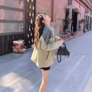 무천도사 여사친 여자 캐주얼 야상 점퍼 패치 봄가을 바람막이 군더더기 잠바 카고 트렌치코트 KKE3