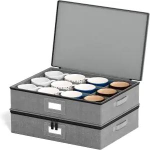 스페이스에이드 컵 및 머그잔 보관 정리함 2팩 중국 저장 용기 소프트 플레이트 분리기가 있는 하드 쉘