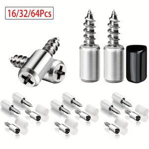 숨은선반브라켓 16 32 64Pcs 선반 브래킷 셀프 태핑 나사 브래킷 지지대 페그 유리 목재 페그 헤비 듀티 플로팅