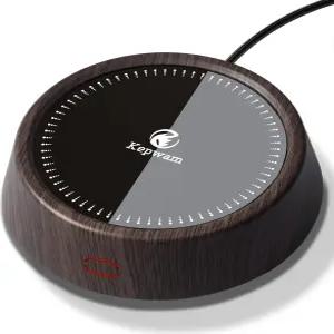 케프왐 머그 워머 - 책상 자동 차단을 위한 25W 커피 표시등이 있는 3단계 온도 스마트 캔들 플레이트 우유