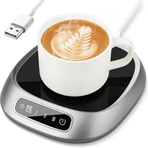 커피 머그 워머 3템프 터치 컨트롤이 가능한 책상용 USB 컵 차 우유용 10W 고속 히팅 패드 8시간 자동 꺼짐