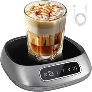 커피 머그 워머 책상용 USB 전원 컵 온도 조절 가능한 세 가지 설정 차 핫 코코아 우유(그레이)를 위한