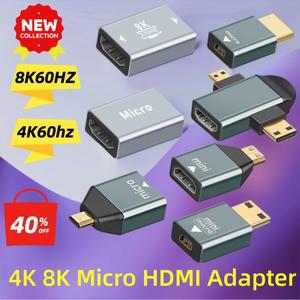 1개 HD 커넥터 변환기 4K@60hz 어댑터 모니터 노트북 프로젝터용 마이크로 HDMI 호환 여성형미니 소형 남성