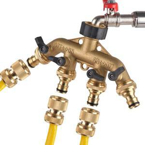 1Pc 암나사 34 황동 4 방향 정원 호스 분배기 Y 형 수도꼭지 커넥터 관개 급수 용품