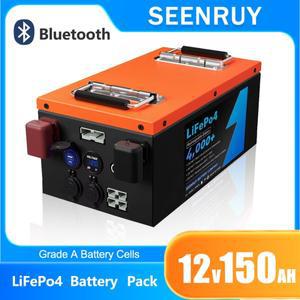 호환상품 캠핑족 내장형 BMS USB 및 블루투스 기능 12V 150Ah Lifepo4 충전식 배터리 팩 태양 에너지 RV +