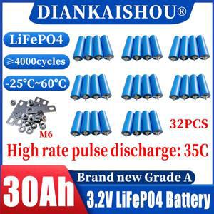 호환상품 32PCS 3.2v 30ah LiFePO4 배터리 C46  A급 인산염 셀(12V 24V 48V 바이크 오토바이 자동차 모터