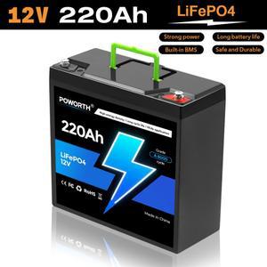 호환상품 12V 220Ah BMS 8000+ 사이클을 지원하는 LiFePO4 배터리 태양 에너지 저장 RV 여행 보트 오프