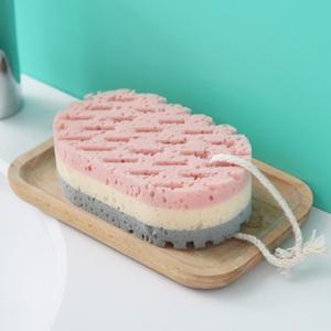 1개입 컬러풀 삼중층 목욕 스펀지 두꺼운 디자인 걸이형 거품 생성 가정용 용품