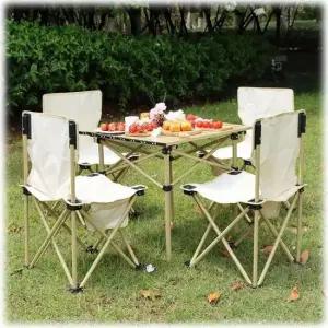 원목테이블 야외 캠핑 접이식 경량 롤테이블 폴딩 의자 세트