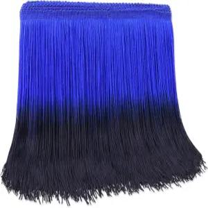 프린지 트림 태슬 그라디언트 색상 2.5야드 7.9인치 와이드 드레스 가방 DIY 홈 데코 공예품 블랙+블루