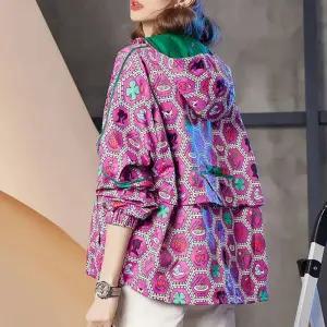 트위드 자켓 여자 린넨 크롭 코트 여성 가죽 청 재킷 용수철 및 여름 여성용 후드 컬러 매칭 프린트 탑 트