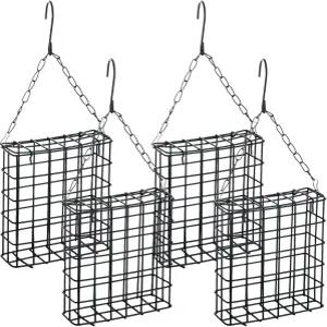 4팩 수트 버드 피더 야외 케이크 정원 케이지 매달린 금속 마당 야생조류 딱따구리 먹이주기 블랙
