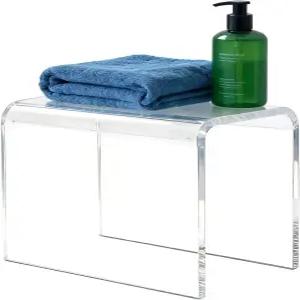 GECK 클리어 아크릴 샤워 벤치 및 신발 교체용 의자 - 17.7인치 현대식 방수 시트 욕실 스파 배니티 입구용