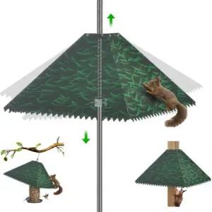 16인치 금속 다람쥐 배플 야외용 새 모이통 극 스파이크 4x4 나무 기둥용 줄기 유리 녹색 1개