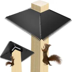 4X4 나무 기둥용 금속 다람쥐 배플 방패 17인치 톱니 모양 사각 새 모이통 가드 블랙 방지 디플렉터 야외