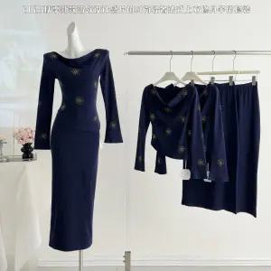 피로달 여자 가을 정장세트 차이나 긴팔 럭셔리스커트 세트 HO3