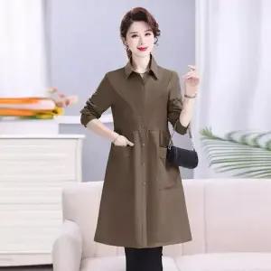 여사친 하프 가을 캐주얼 트렌치 코트 빅사이즈 솔리드 트렌드 ST3