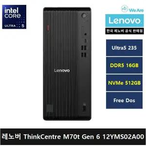 레노버 데스크탑 ThinkCentre M70t Gen6 12YMS02A00 코어 울트라5 235/AI PC/16gb/512gb/FreeDos - ps