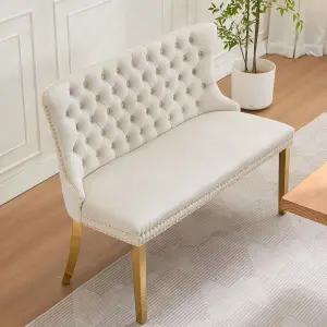 OIKIIWOO 업홀스터드 다이닝 벤치 백 버튼 터프티드 작은 러브시트 소파 공간 입구 주방 연회석 등받이