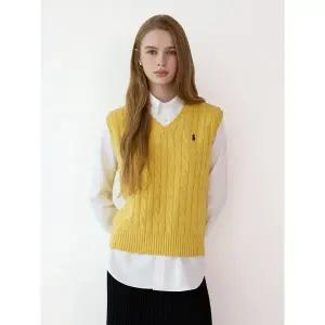 라파클럽 남녀공용 브이넥 케이블 니트 조끼