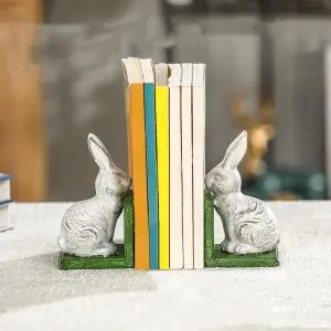 책꽂이에는 책을 보관할 수 있는 끝 책장 장식용 귀여운 동물 토끼 스토퍼 부활절 동상 사무실 책상 거실