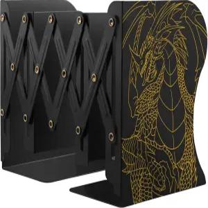 드래곤 북엔드 조절 가능한 선반용 독특한 책꽂이 무거운 책을 위한 금속 책상 사무실 문구류 선물 블랙