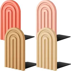Harloon 4Pcs 보호 아치 나무 책꽂이 미끄럼 방지 금속 베이스가 있는 장식용 무지개 5x3x4 인치 무거운