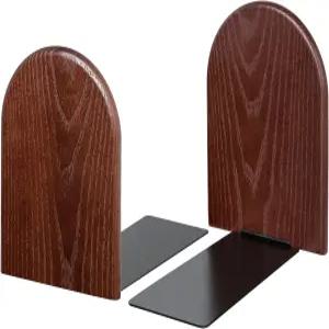 책 끝 선반용 대형 튼튼한 나무 - 헤비 듀티 논슬립 정리함 홈 오피스용 장식용 홀더 도서관 블랙 우드