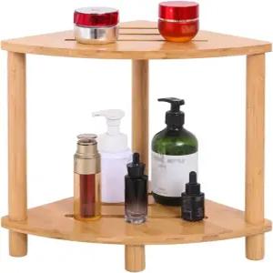 대나무 모서리 샤워 의자 2겹 방수 벤치 다리 내부 면도 세면도구 보관 시트(섹터)에 적합합니다