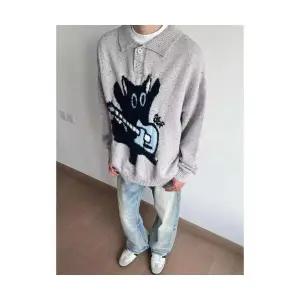 키체샵 남성 칼라넥 가을 울 터틀넥 니트 커플 HO3