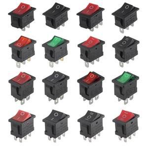10/100Pcs KCD1 2/3/4Pin 15x21mm ON-OFF 보트 자동차 로커 스위치 6A 250V AC,10A 125V AC 전원 빨간색 녹