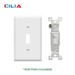 단극 토글 스위치, 15A 120V 60Hz, PVC 흰색 전면판이 있는 벽걸이형 온/오프