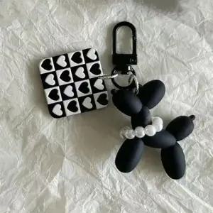 귀여운 블랙 네모 강아지 여성용 가방 데일리 키홀더 커스텀 선물 반짝이