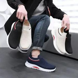 남성 3컬러 니트 발편한 운동 런닝 슬립온