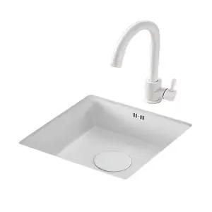 화이트 소형 싱크대싱크볼 스텐 중앙배수구 사각볼