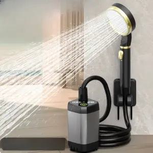 전동샤워기 캠핑용 자흡펌프 야외이동식 압력분사 샤워세트 목욕 도구 6000mAh 10-13회