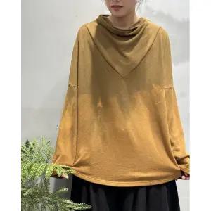 빛채운 여친 가을 빈티지 나염 더미넥 상의 긴팔 티 OPH3