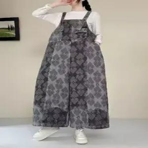 팔콘 팬츠 청 캐주얼 빈티지 봄 여자 여성용 점프슈트 멜빵 빅사이즈 KKE1