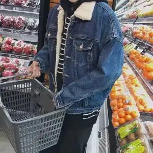 키체샵 남사친 데님 숄카라 패딩 코트 도톰보온 재킷 점퍼 기모 HO1