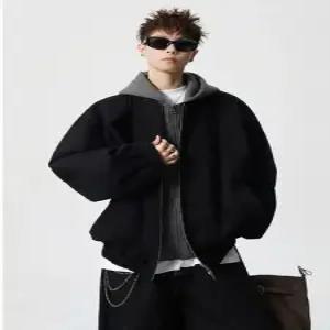 키체샵 남친 투피스 블랙가짜 점퍼 에 보온 다운 극복 도톰 후드 HO1