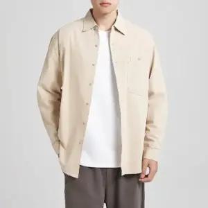 키체샵 남자 면 가을 긴팔 셔츠 솔리드 워싱 HO3