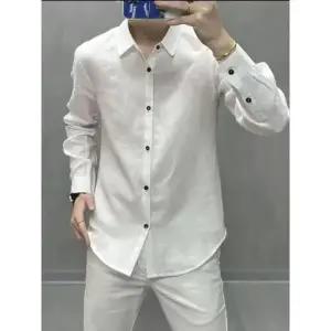 키체샵 남사친 캐주얼 봄가을 셔츠 슬림핏 솔리드 긴팔 HO3