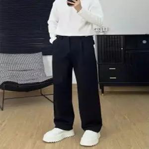 키체샵 남성 바지 면 검정 나폴리 정장 봄가을 긴 커프스 스트레이트 HO3