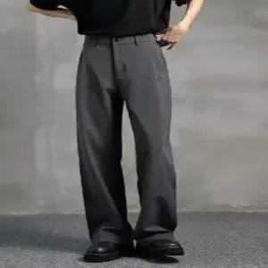 키체샵 남사친 바지 블랙 면 캐주얼 정장 봄가을 스트레이트 와이드 세벌 무다림 HO3